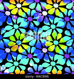 Abstrakte psychedelische wunderschöne Blume nahtlose Hintergrund Stock Vektor