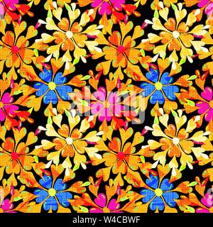 Abstrakte psychedelische wunderschöne Blume nahtlose Hintergrund Stock Vektor