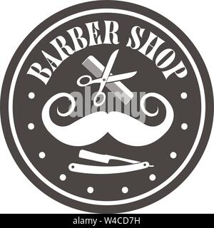 Runde, flache schwarze und weiße Friseur symbol Vektor illustration Stock Vektor