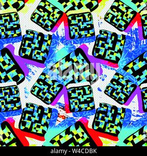 Hell graffiti Geometrische nahtlose Muster grunge Effekt Stock Vektor
