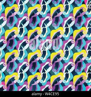 Graffiti hell Psychedelic nahtlose Muster auf einem schwarzen Hintergrund Vector Illustration Stock Vektor