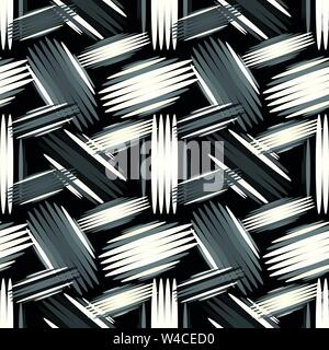 Geometrische abstrakte nahtlose Muster auf schwarzem Hintergrund Stock Vektor