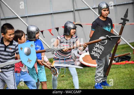 London, Großbritannien. 21 Juli, 2019. Lambeth Land zeigen 2019 ein Familienfest mit live Musik, Essen & Trinken, Kunst und Kultur und Tier Show im brockwell Park, London. Stockfoto