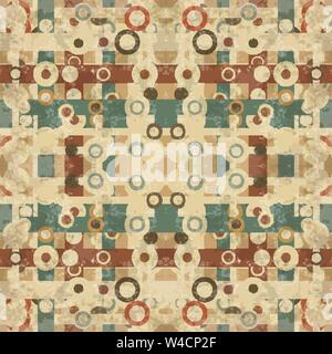 Vintage geometrische Kreise und Linien Hintergrund grunge Effekt Vector Illustration Stock Vektor