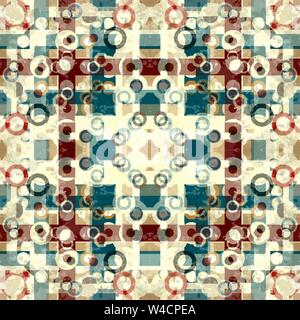 Linien und Kreise im Retro-stil geometrischen Hintergrund Vektor-illustration grunge Effekt Stock Vektor