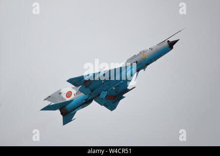 Rumänischen Mig-21 Lancer im Royal International Air Tattoo RIAT 2019 an RAF Fairford, Gloucestershire, VEREINIGTES KÖNIGREICH Stockfoto