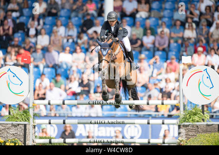Sameh EL DAHAN, EGY, auf Farbe Mädchen, Förderung, YAGEO-Preis, Jagd springen Test über Graeben und Waelle, 19.07.2019, Welt des Pferdesports, CHIO Aachen 2019 vom 16.07 - 21.07.2019 in Aachen/Deutschland; | Verwendung weltweit Stockfoto