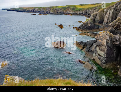 Blick auf die Bucht von St nicht an der walisischen Küste weg in Pembrokeshire, South Wales Stockfoto