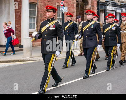 Lothians und Grenze Yeomanry regiment Parade nach Freiheit von East Lothian, Dunbar, Schottland, Großbritannien Stockfoto