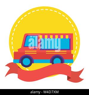 Essen Lkw auf weißem Hintergrund Aufkleber Ribbon Stock Vektor