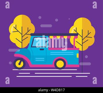 Food Trucks flache Bauform Bild Stock Vektor