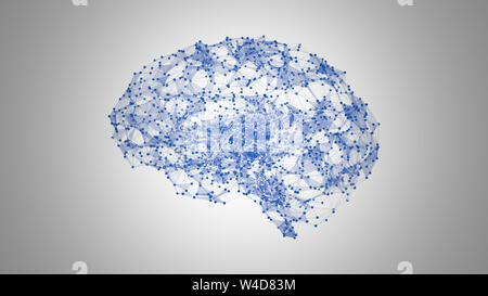 Gehirn der künstlichen Intelligenz mit Linien und Punkten Stockfoto
