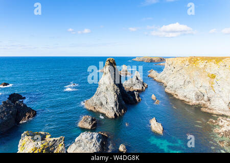 Die berühmten Orte der Insel Belle Ile en Mer, Nadeln von Port-Coton und die Klippen Stockfoto