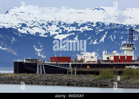 Der Lastkahn, Valdez, Prince William Sound, Alaska, USA Stockfoto