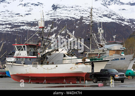 Bootswerft, Valdez, Prince William Sound, Alaska, USA Stockfoto