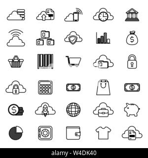 Bündel von Business monochrome set Symbole Stock Vektor