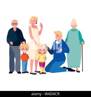 Familie Eltern Kinder Gruppe Menschen Vector Illustration Stock Vektor