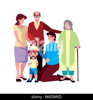 Familie Eltern Kinder Gruppe Menschen Vector Illustration Stock Vektor