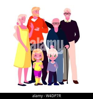 Familie Eltern Kinder Gruppe Menschen Vector Illustration Stock Vektor