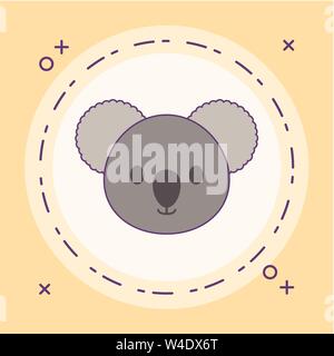 Leiter der niedlichen kleinen koala Baby im Rahmen Rundschreiben Vector Illustration Design Stock Vektor