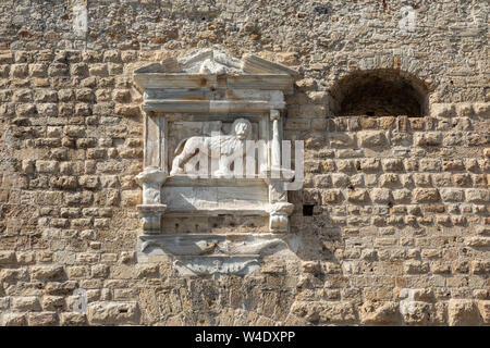 Der geflügelte Löwe von Saint Mark - Die Festung Koules in Heraklion, Kreta, Griechenland Stockfoto