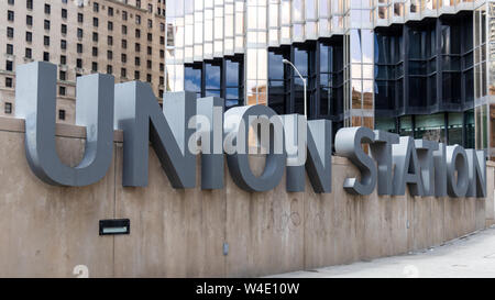 Union Station Sign on Bay Street in Toronto. Stockfoto