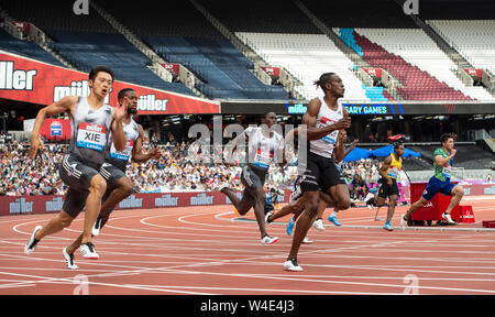 LONDON, ENGLAND - 21. Juli: (L-R) Zhenye Xie, Nathaniel Mitchell-Blake, Miguel Francis, Alonso Edward, aldemir Junior, Mario Burke, shemar Boldizsar, Y Stockfoto