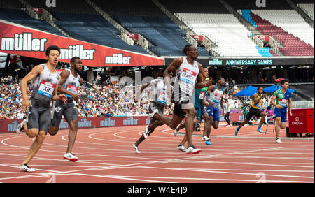 LONDON, ENGLAND - 21. Juli: (L-R) Zhenye Xie, Nathaniel Mitchell-Blake, Miguel Francis, Alonso Edward, aldemir Junior, Mario Burke, shemar Boldizsar, Y Stockfoto