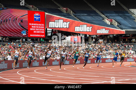 LONDON, ENGLAND - 21. Juli: (L-R) Zhenye Xie, Nathaniel Mitchell-Blake, Miguel Francis, Alonso Edward, aldemir Junior, Mario Burke, shemar Boldizsar, Y Stockfoto