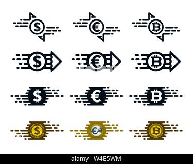 Schnelle Überweisung Symbole auf dem weißen Hintergrund. Finanzielle Vector Icons. Stock Vektor