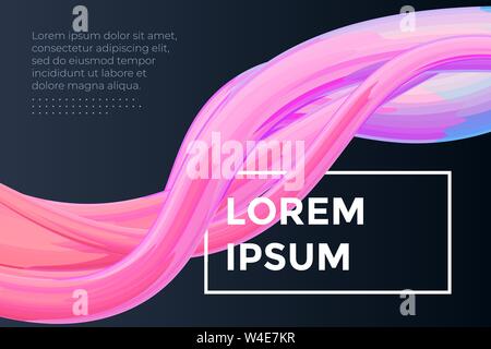 Modernes, farbenfrohes Fluid Flow Plakat Vorlage. Wave flüssiger Form auf dunklem Hintergrund. Art Design für Design Projekt. Vektor abstrakte Gradient Stock Vektor