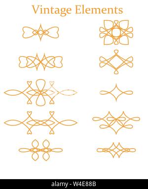 Vektor Hand gezeichnet, Trennwände, Grafik hübsches Design Element festlegen. Süße vintage Grenzen. Hochzeit Einladungskarten, Seite d. Ecoration. Kalligraphie Stock Vektor