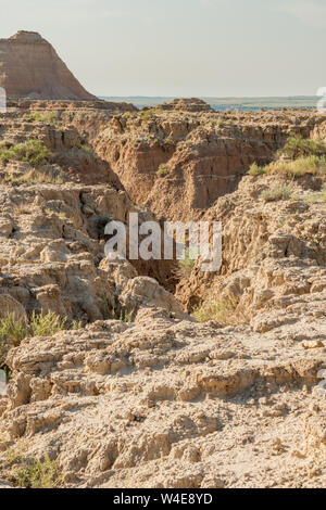 Canyon in den Hoodoos des ariden South Dakota Badlands Stockfoto