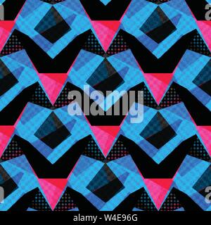 Blau Rosa und Schwarz Vielecke auf einem dunklen Hintergrund nahtlose Muster Stock Vektor