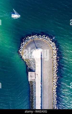 Bangor Eisenhower Pier von oben Stockfoto