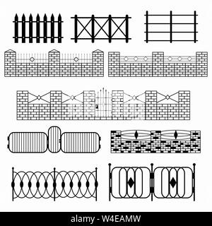 Schwarze zaun Sammlung von abstrakten Symbole Stock Vektor