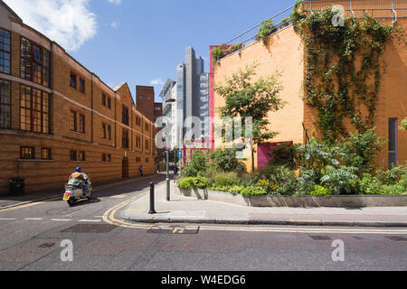 Lineare pocket Park im Greenwood Theater von British Fashion Designer Dame Zandra Rhodes und Garten Designer TV-Moderatorin Joe Swift Stockfoto