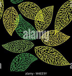 Cute Vector Blatt nahtlose Muster. Zusammenfassung drucken mit Blättern. Elegante schöne Natur Ornament für Gewebe, die Umhüllung und Textil Stock Vektor