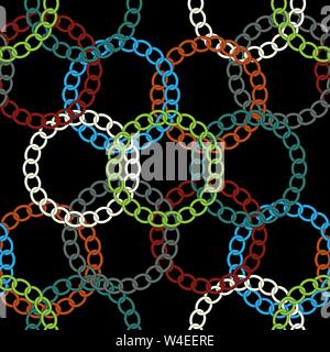 Illustration der abstrakten bunte Kette auf schwarzem Hintergrund Stock Vektor