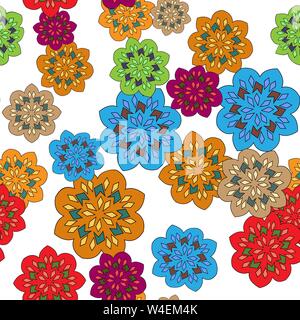 Ornamentalen blumen Dekoren. Eine Reihe von ornamentalen Blumen Schablonen mit natürlichen und geometrische Elemente Stock Vektor