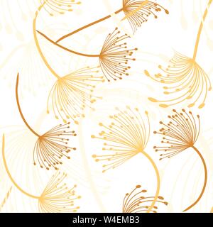Nahtlose Muster. Fliegen von Löwenzahn Samen. Stilvolle wiederholende Textur. Vektor Stock Vektor