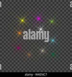 Weiß schönes Licht explodiert mit einem transparenten Explosion. Vektor, helle Illustration für perfekte Wirkung mit funkelt. Hellen Stern. Stock Vektor