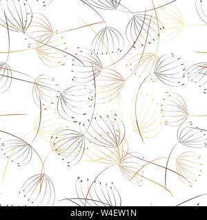 Nahtlose Muster. Fliegen von Löwenzahn Samen. Stilvolle wiederholende Textur. Vektor Stock Vektor