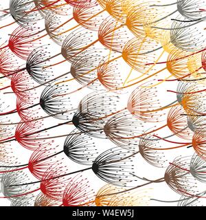 Nahtlose Muster. Fliegen von Löwenzahn Samen. Stilvolle wiederholende Textur. Vektor Stock Vektor