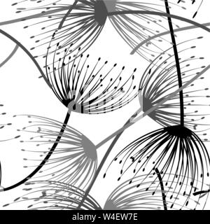 Nahtlose Muster. Fliegen von Löwenzahn Samen. Stilvolle wiederholende Textur. Vektor Stock Vektor