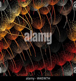 Nahtlose Muster. Fliegen von Löwenzahn Samen. Stilvolle wiederholende Textur. Vektor Stock Vektor