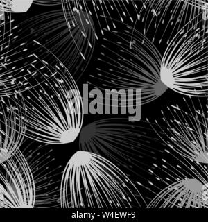 Nahtlose Muster. Fliegen von Löwenzahn Samen. Stilvolle wiederholende Textur. Vektor Stock Vektor