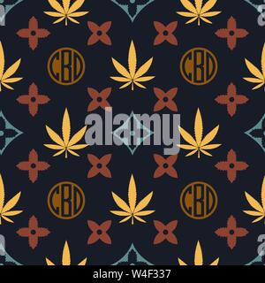 Marihuana nahtlose Muster. Vector Illustration Hintergrund. Cannabis leaf. Fliese Hintergrund. Für web, Aufmachung, Verpackung, Mode, Einrichtung, Oberfläche, gra Stock Vektor