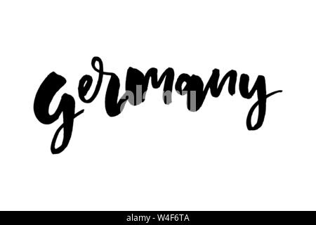 Script Text wort kunst Schriftzug design Vector von Land Name für Deutschland. Tinte Abbildung. Moderne Pinsel Kalligraphie. Auf weissem Hintergrund. Stock Vektor