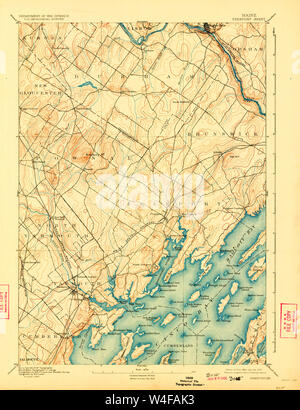 Maine USGS Historische Karte Freeport 807496 1892 62.500 Wiederherstellung Stockfoto